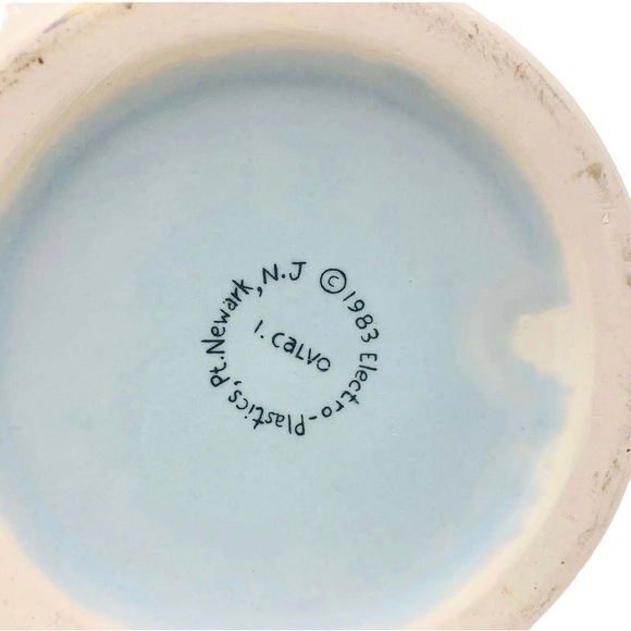 Vtg I. Calvo Coffee Cup Mug Unique Forest Desert Yellow Green Retro 1983 x2 - Picture 9 of 9